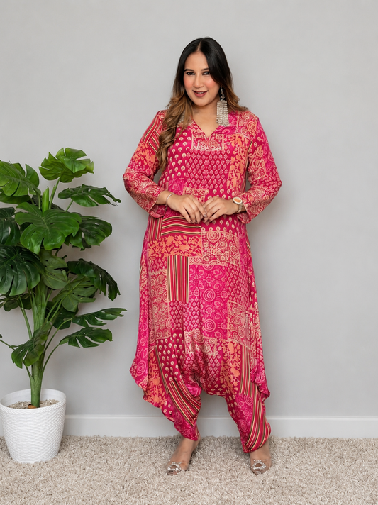 Vibrant Pink Printed Jumpsuit
