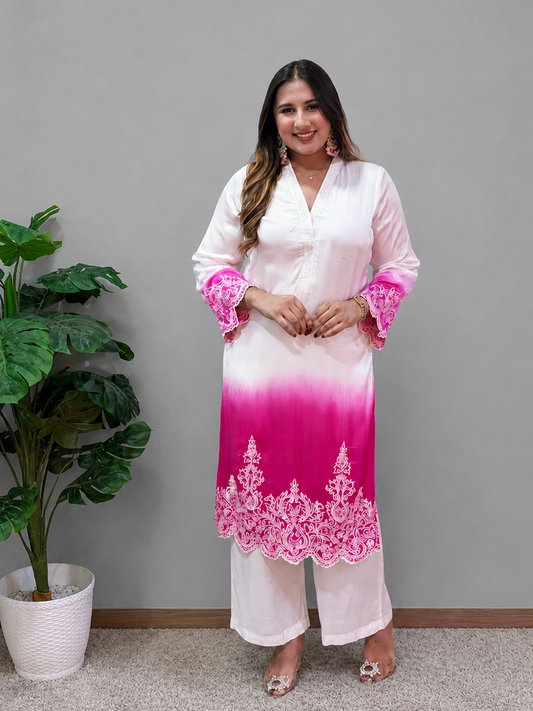 Pink And White Ombre Cord Set