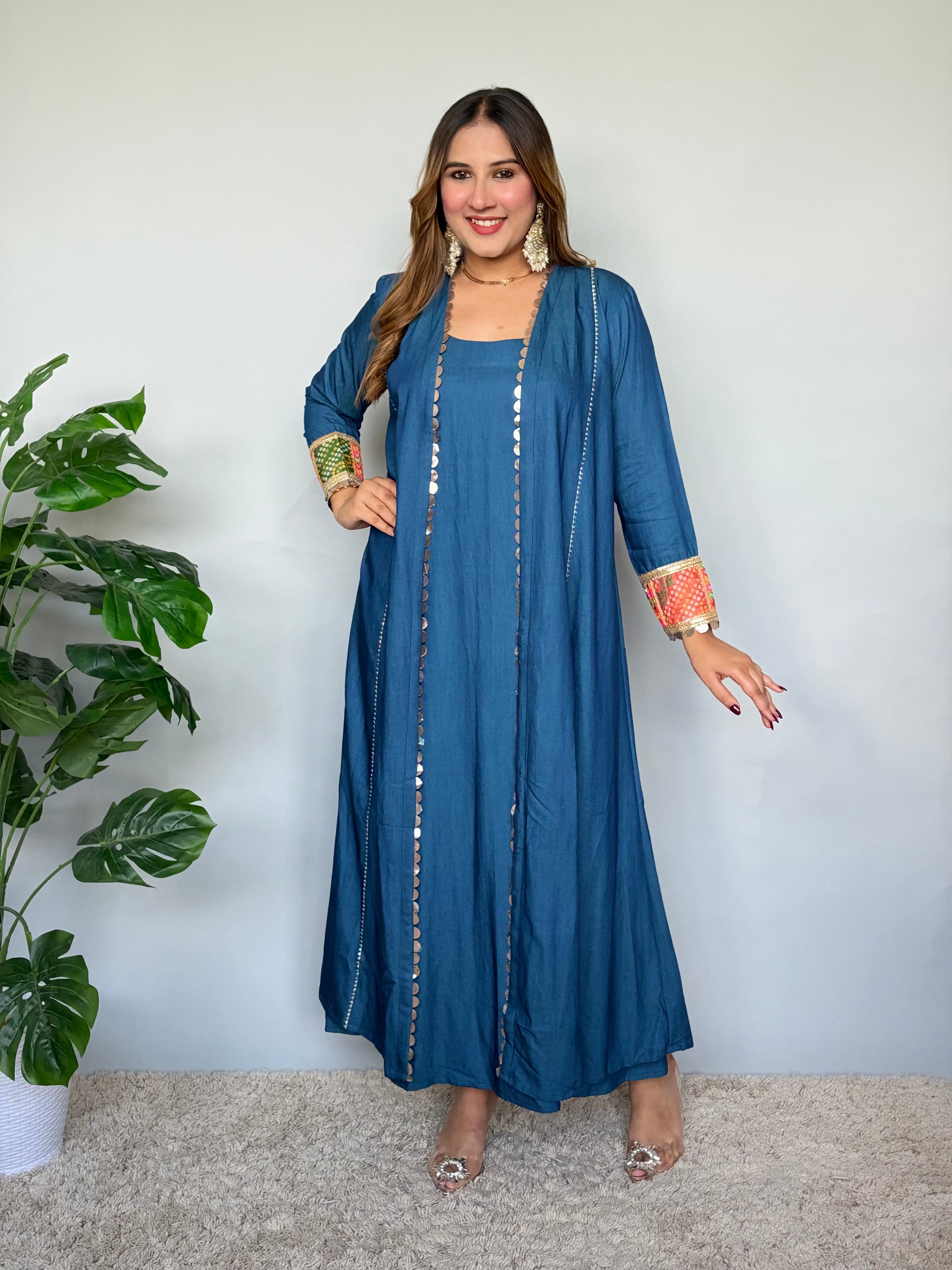 maxi dress with denim jacket online india Denim Blue Dress with Jacket DesiVidesi India maxi dress with denim jacket online india Denim Blue Dress with Jacket DesiVidesi India