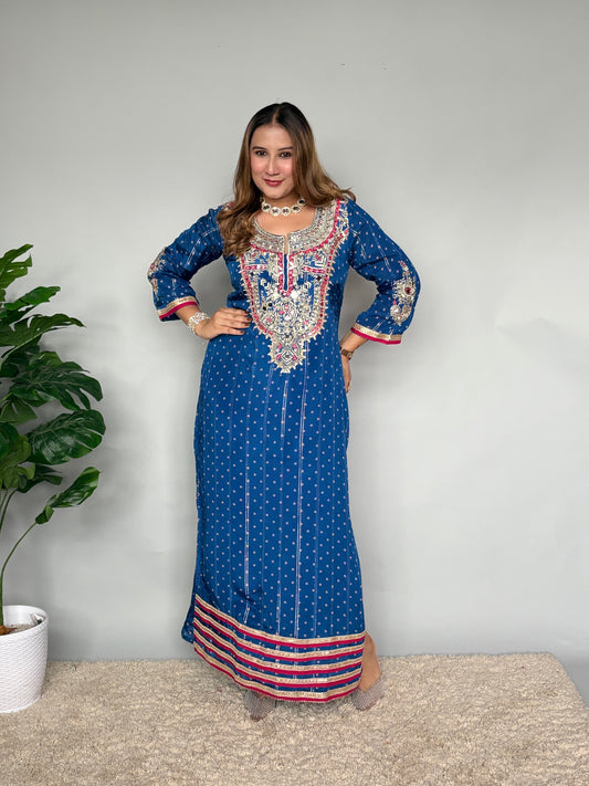 Royal Blue Embroidered Dress