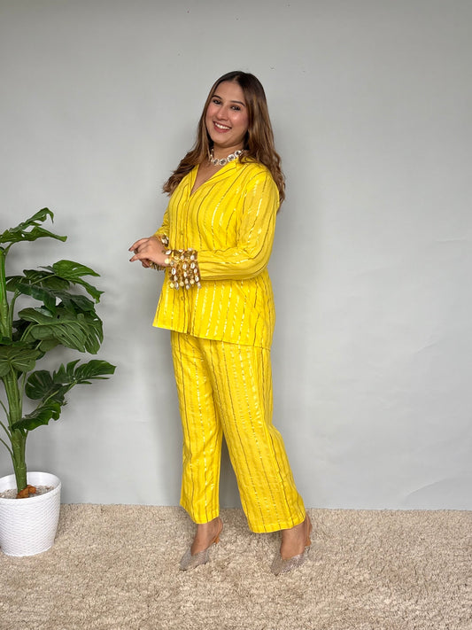 Yellow Cord Set With Shell Detailings