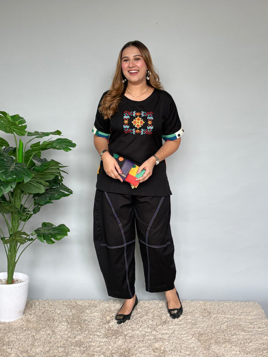 Black Cord Set With Handbag