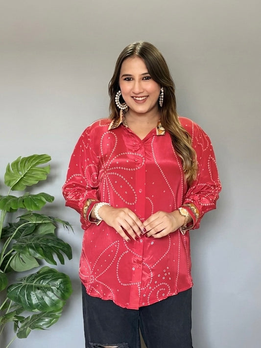 Red Bandhani Print Shirt