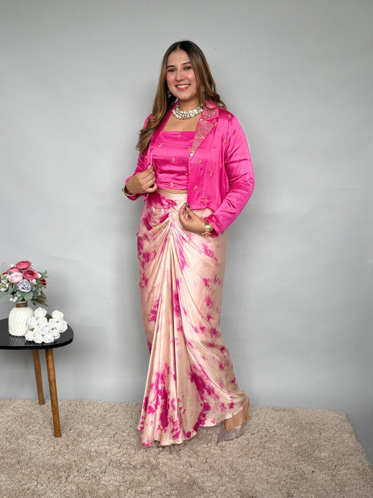 Fusion Pink Drape Skirt Set