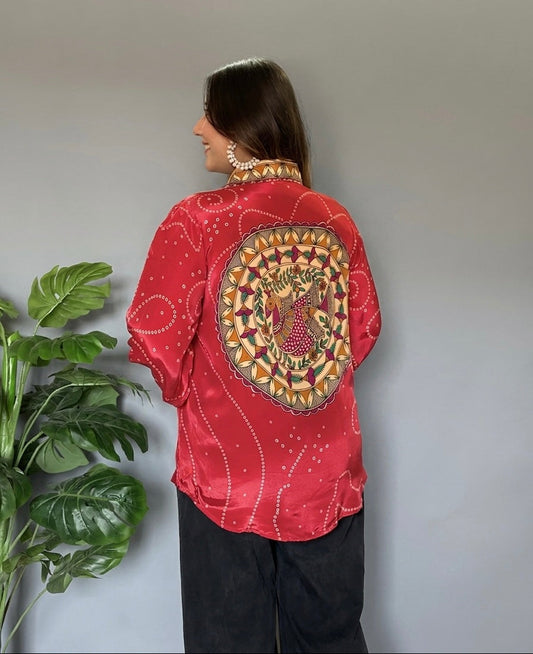 Red Bandhani Print Shirt