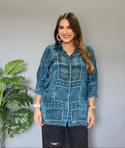 Blue Bandhani Print Shirt
