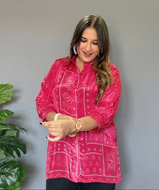 Pink Bandhani Print Shirt