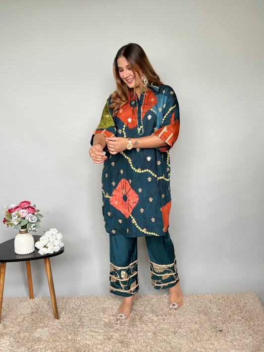 Blue Bandhani Print Cord Set