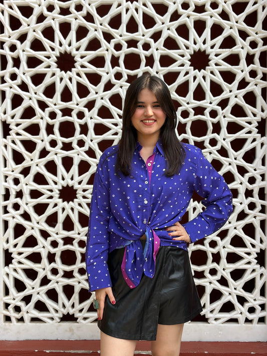Royal Blue Bandhani Print Shirt