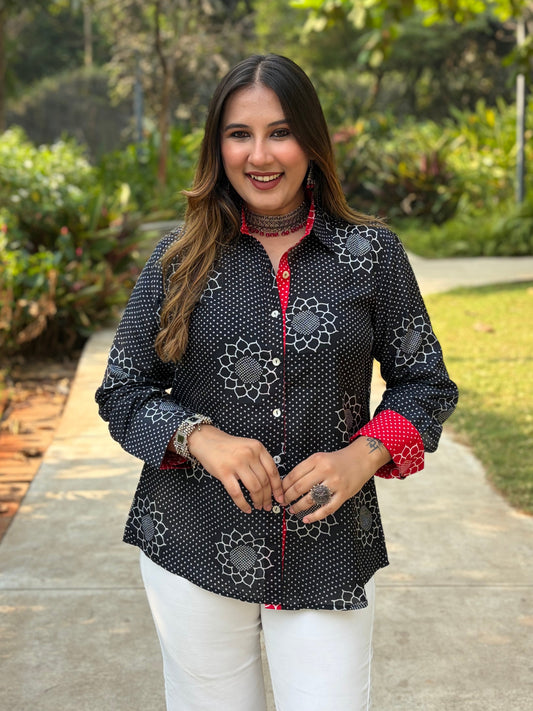 Black Floral Printed Shirt
