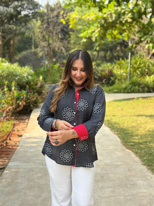 Black Floral Printed Shirt