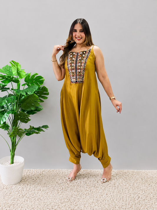 Mustard Zuave Jumpsuit With Jacket