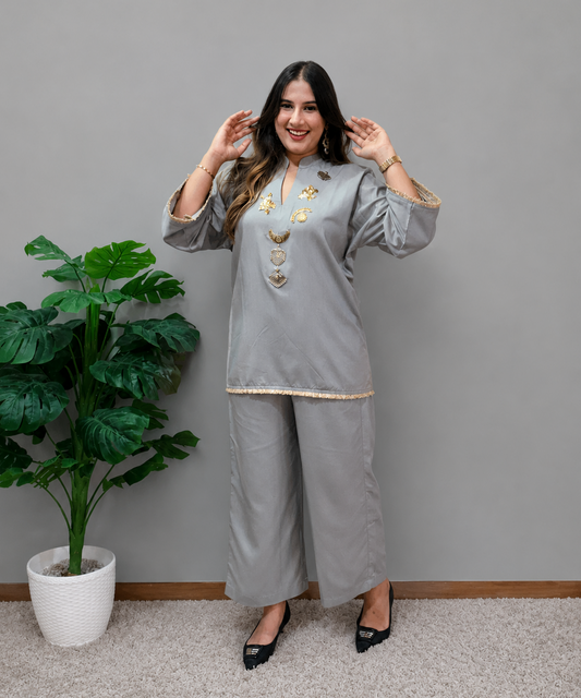 Grey Denim Cord Set
