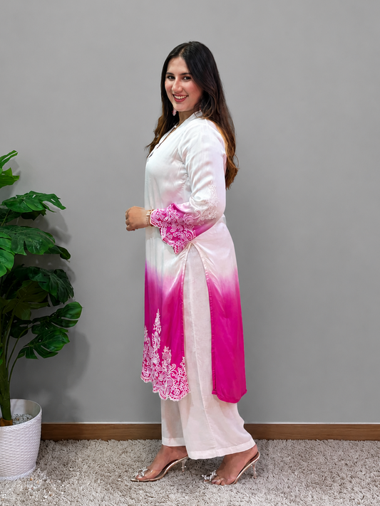 Pink And White Ombre Cord Set