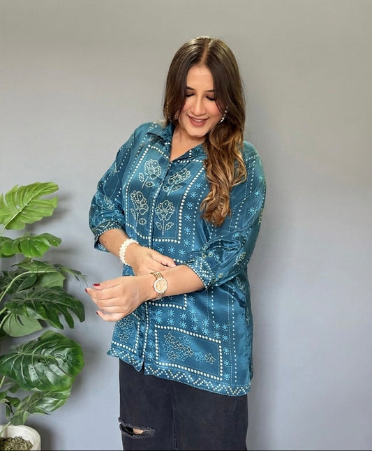Blue Bandhani Print Shirt