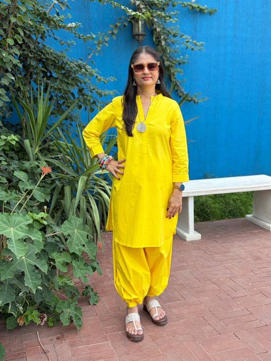 Yellow Pathani Cord Set