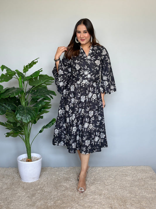Flower Print Midi Dress