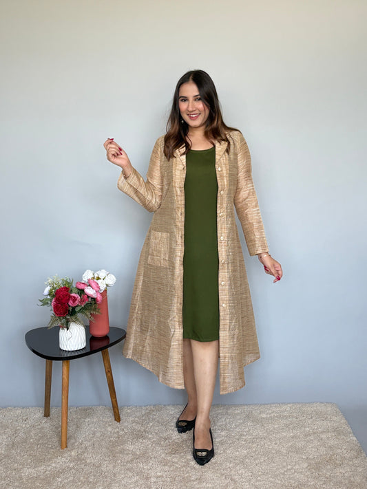 Green Dress With Golden Coverup
