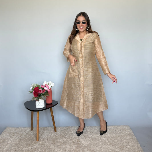 Green Dress With Golden Coverup