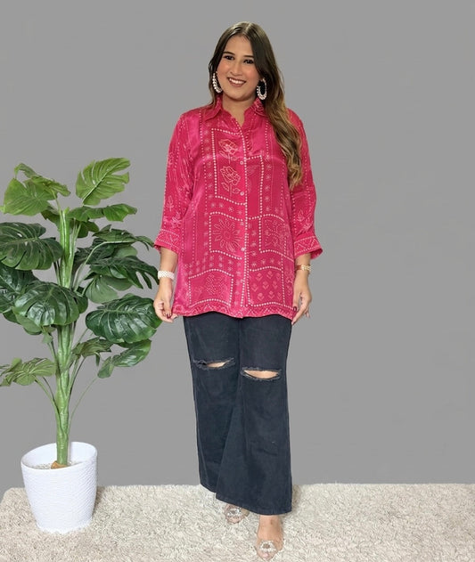 Pink Bandhani Print Shirt