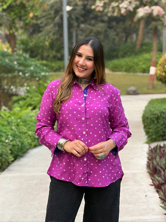 Purple Bandhani Print Shirt