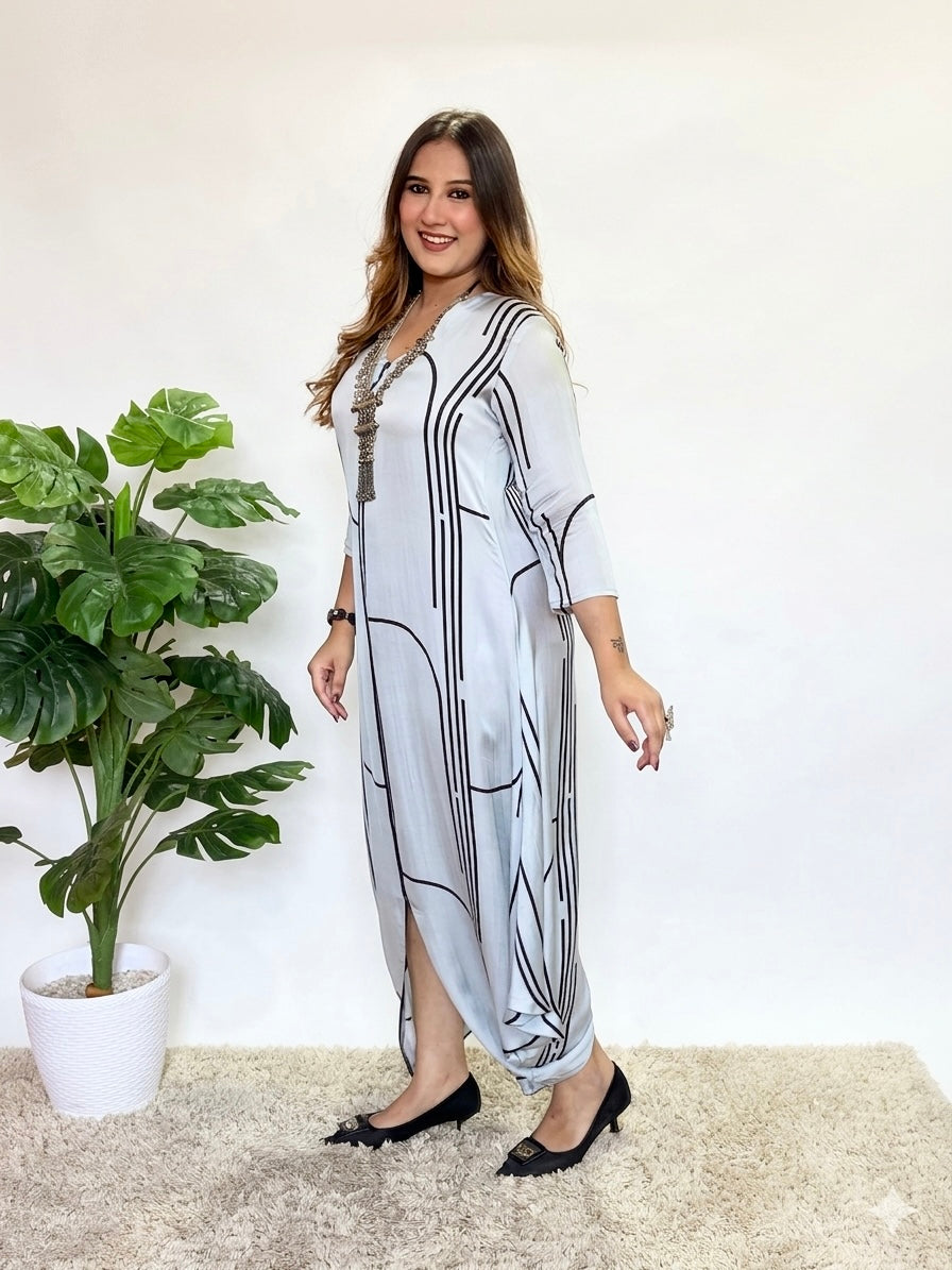 Grey Printed Dress  DesiVidesi India