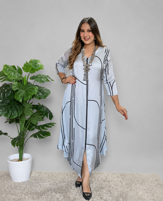 Grey Printed Dress
